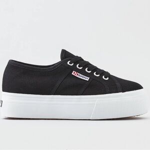 Superga 2790 Black/White Canvas‎ Platform Sneakers Size 7 (EUR 37.5)